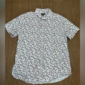 Express Mens White Floral Cottage Core Casual Shirt Size L